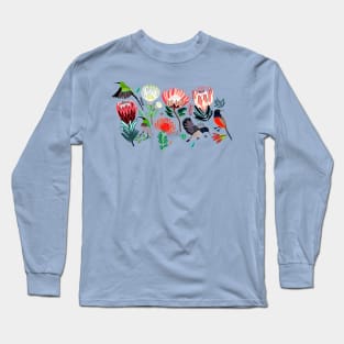 Sunbirds & Proteas On Grey Long Sleeve T-Shirt